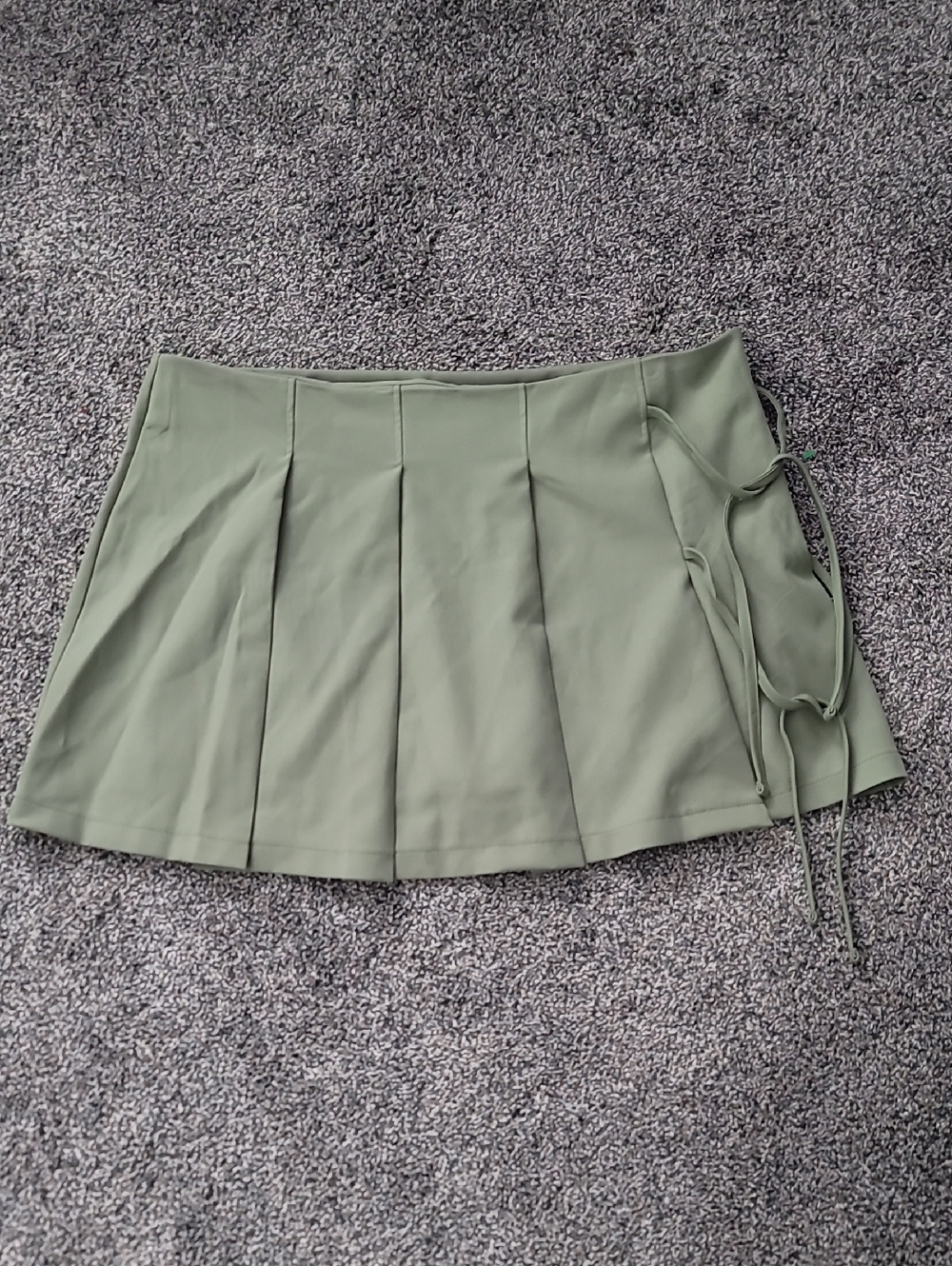 No Boundaries Olive Lace-Up Pleated Mini Skirt